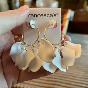 Francescas Gold Hoop Earring with Off White Petal *BRAND NEW*